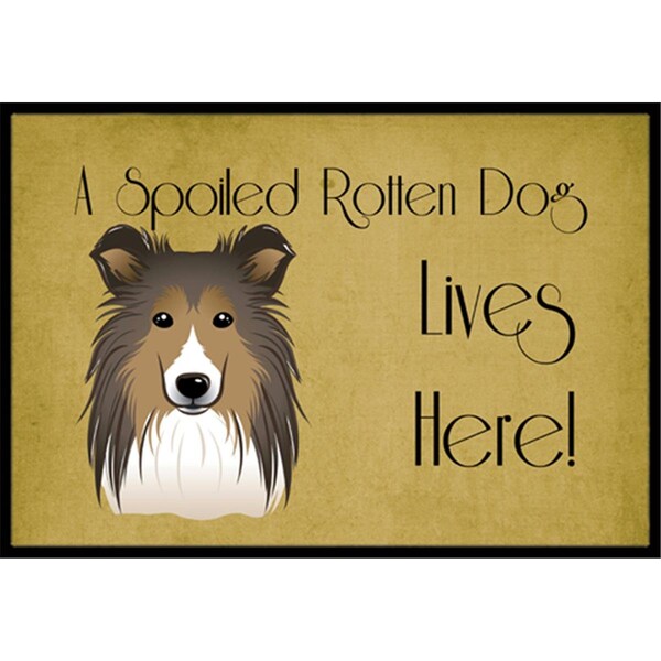 Carolines Treasures Sheltie Spoiled Dog Lives Here Indoor and Outdoor Mat- 24 x 36 in. BB1490JMAT - main